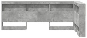 Tároló fejtámla polcokkal tárolóval Beton szürke 90 cm Faanyag
