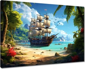 Vászonkép 70x50 Hajó egy paradicsomi szigeten