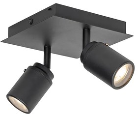 Okos fürdőszoba spotlámpa fekete négyzet alakú IP44, 2 db Wifi GU10-es izzóval - Ducha