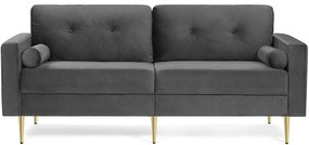 3 személyes kanapé, bársony felületű, 183 x 88 x 78 cm, szürke | VASAGLE
