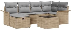 vidaXL Kerti Kanapé Szett párnával tárolóval 7 pcs Poli rattan