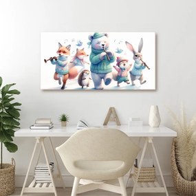 Kép cuki állatkák fuvolával télen
