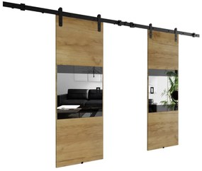 MILUS 152 tolóajtó, 152x205, tölgy kézműves arany/fekete lacobel