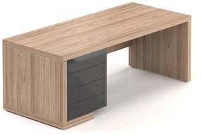 Lineart asztal 200 x 85 cm + bal konténer, világos szil / antracit
