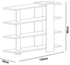 könyvespolc Nur - White, Walnut