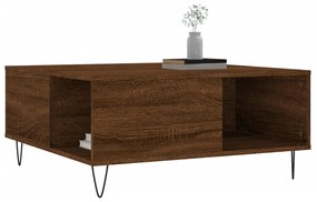 Barna tölgyszínű szerelt fa dohányzóasztal 80x80x36,5 cm
