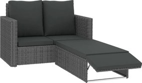 vidaXL 2 részes szürke polyrattan kerti ülőgarnitúra párnákkal