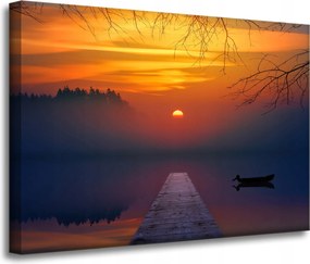 Vászonkép Természet Naplemente a tóparton 70x50 cm