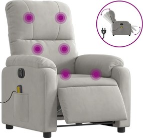vidaXL világosszürke mikroszálas szövet elektromos fekvő masszázsfotel