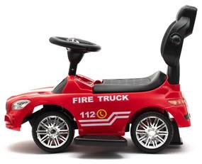 Zenélő bébitaxi vezetőrúddal Baby Mix TŰZOLTÓK piros