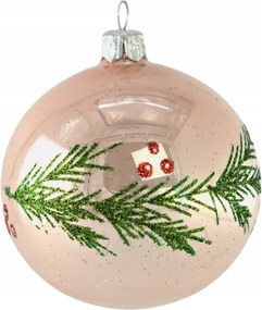 Rózsaszín gömbök fagyönggyel fényes 6 db-os Saco