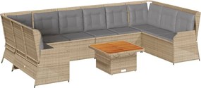 vidaXL 7 részes bézs polyrattan kerti ülőgarnitúra párnákkal