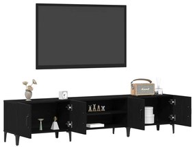 TV Szekrény Fekete Tölgy 180x31,5x40 cm Műanyag Fa