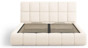 Krémszínű kárpitozott ágyneműtartós franciaágy ágyráccsal 200x200 cm Bellis – Micadoni Home