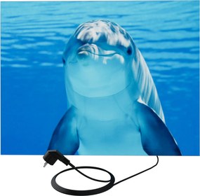 LED-es fali kazetta megvilágított falikép 46 cm X 75 cm delfin