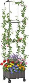Outsunny emelt virágláda ráccsal, kerekezhető, leeresztőnyílással, 40 x 40 x 185 cm | Aosom
