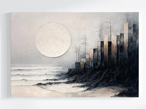 Vászonkép Canvas Absztrakt Grafika Város Éjszaka Hold Tenger 60x40