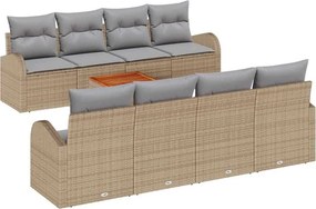 vidaXL Kerti Kanapé Szett 9 pcs Beige és Világosszürke polirattan