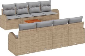 vidaXL Kerti Kanapé Szett 9 pcs Beige és Világosszürke polirattan