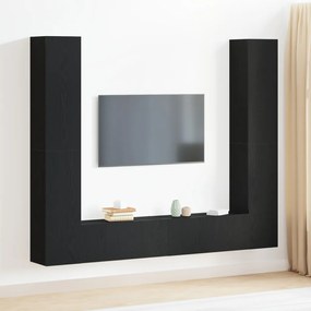 TV szekrény 6 pcs Fekete 80 x 30 x 30 cm Faanyag