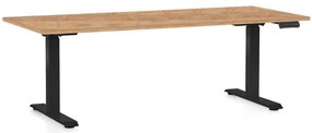 OfficeTech C állítható magasságú asztal, 180 x 80 cm, fekete alap, craft tölgy