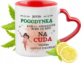 Piros bögre szív alakú füllel Ajándék