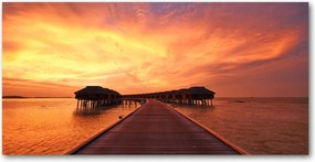 Fotó üvegkép Maldív-szigetek bungaló 140x70