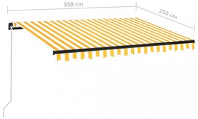 sárga és fehér kézzel kihúzható napellenző 350 x 250 cm