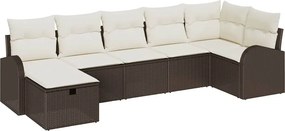 vidaXL Kerti Kanapé Szett párnával tárolóval 7 pcs Barna polirattan
