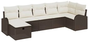 vidaXL Kerti Kanapé Szett párnával tárolóval 7 pcs Barna polirattan