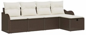 vidaXL Kerti Kanapé Szett párnával tárolóval 5 pcs Barna Poli rattan