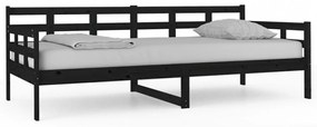 fekete tömör fenyőfa kanapéágy 90x200 cm