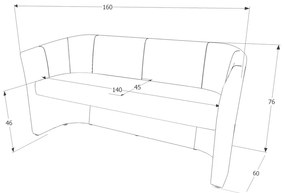 Cuba kanapé, háromüléses, szürke