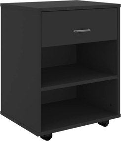 vidaXL fekete szerelt fa kerekes szekrény 46x36x59 cm
