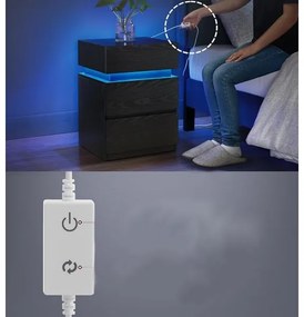 SMARTIE LED-világítású éjjeliszekrény, fekete