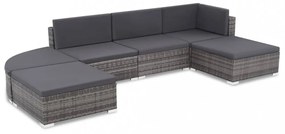 6 részes szürke polyrattan kerti bútorszett párnákkal