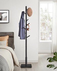 Álló tömörfa ruhafogas magassági beállítással fekete színben