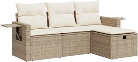 vidaXL 4 részes bézs polyrattan kerti ülőgarnitúra párnákkal