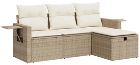 vidaXL 4 részes bézs polyrattan kerti ülőgarnitúra párnákkal