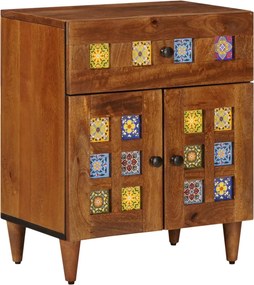 vidaXL Éjjeliszekrény fiókkal Barna 50 x 33 x 60 cm Tömör Mangófát