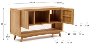 Natúr színű alacsony teakfa mosdó alatti szekrény 140x80 cm Kuveni – Kave Home