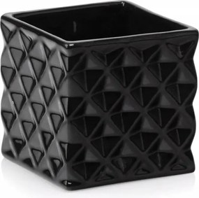 Fedél Virágcserép Négyzet 14cm Fekete geometrikus minta