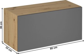 Felső szekrény, artisan tölgy/szürke matt,  LANGEN G80K