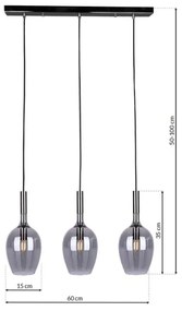 Csillár zsinóron TANGO 3xE14/40W/230V fekete