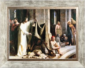 Jézus, Aki Meglátogatja A Leprásokat Vászonkép Fehér Keretben 30X40