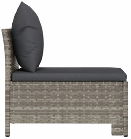szürke polyrattan kerti középső kanapé párnával