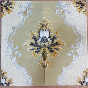 10 Darab Öntapadós 3D falmatrica Tapéta Barokk Arany Virágok tégla mintával Osztrák - Német Szalon Stílusban 70x 70 x 0,6 cm-es méretben