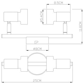 Globo 57917-2G - Spotlámpa  MASON 2xGU10/25W/230V fekete/arany