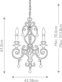 Quoizel QZ-MARQUETTE3 - Láncos csillár MARQUETTE 3xE14/60W/230V, bronz színű