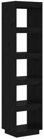 fekete tömör fenyőfa könyvszekrény/térelválasztó 40x35x167 cm